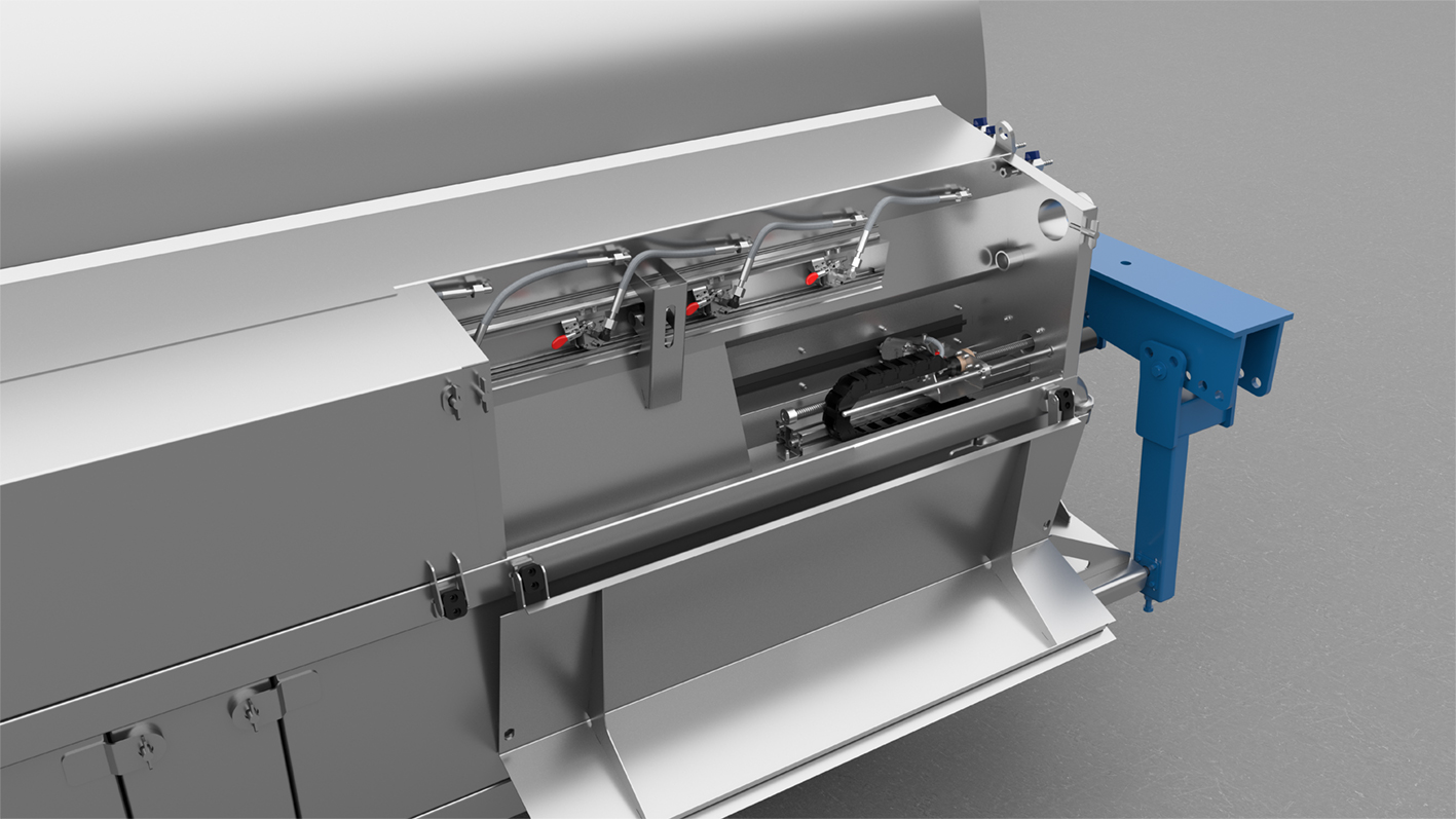 Internal spray mechanism — open view